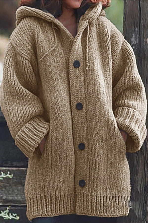 WW | Stylischer und bequemer Khaki-Hoodie-Cardigan