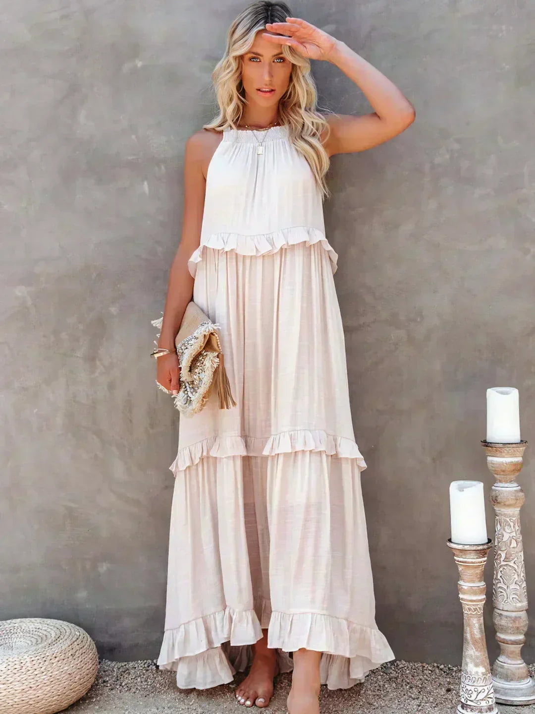 Sarah | Maxi Dress with Ruffles and Halter Neck