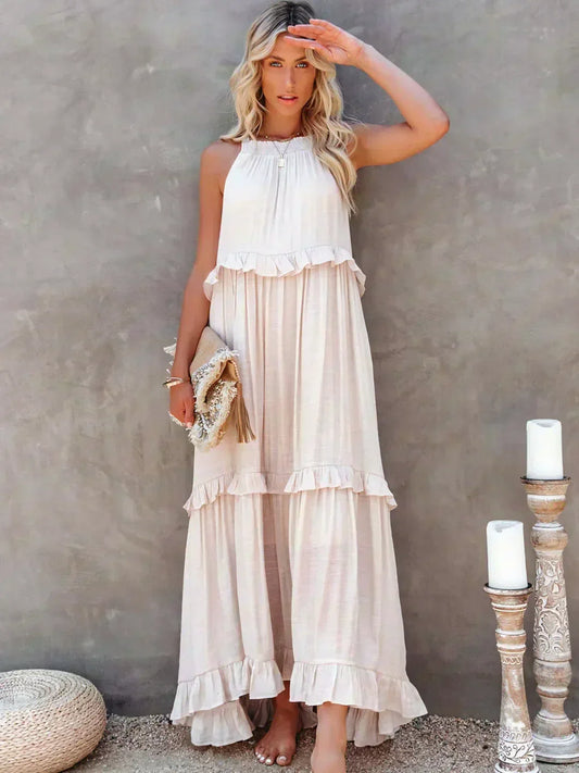 Sarah | Maxi Dress with Ruffles and Halter Neck