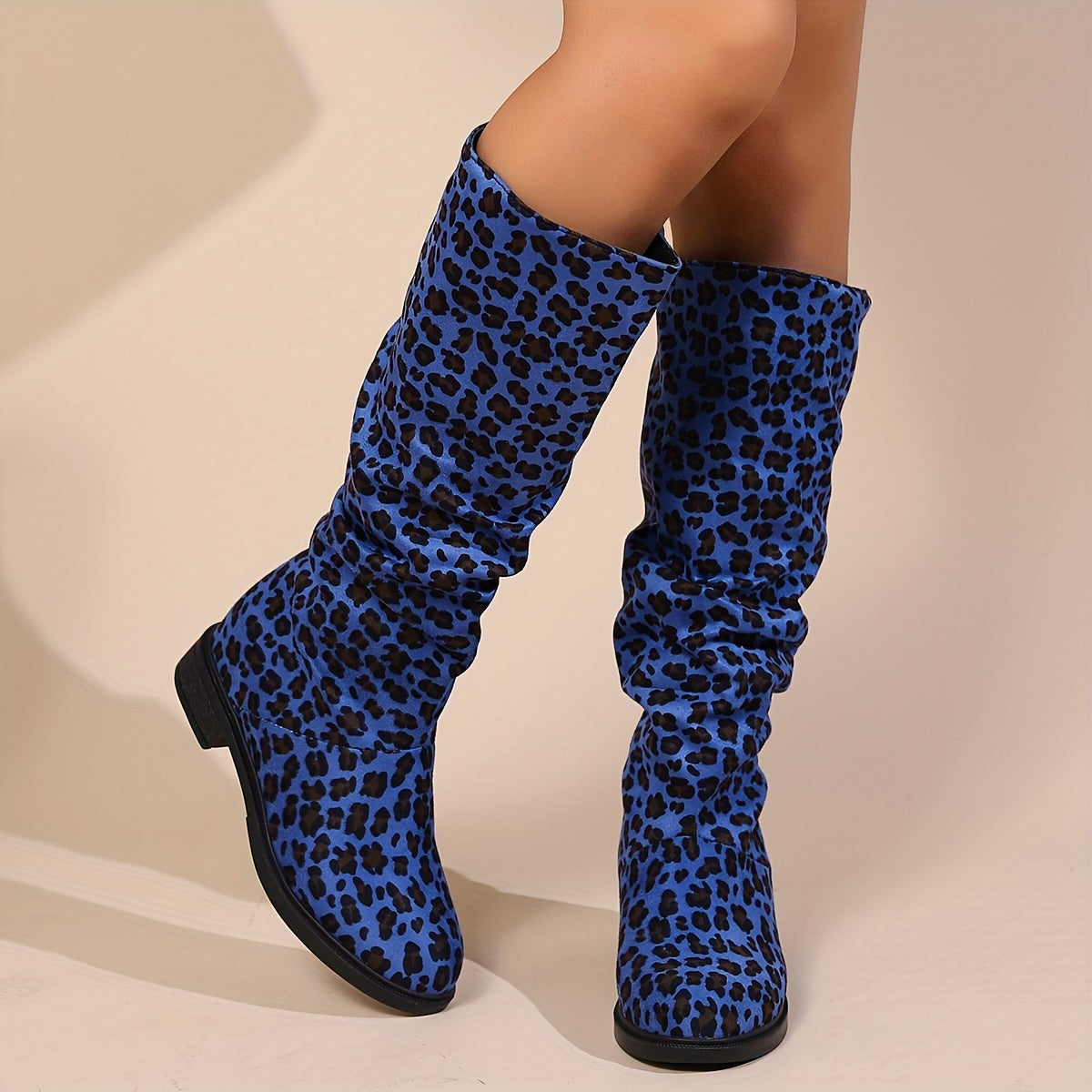 Aria - Calf-High Leopard Print Boots