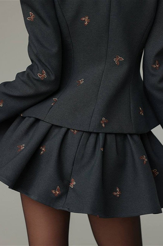 WW | Farbblock Tweed Jacke und Rock Set