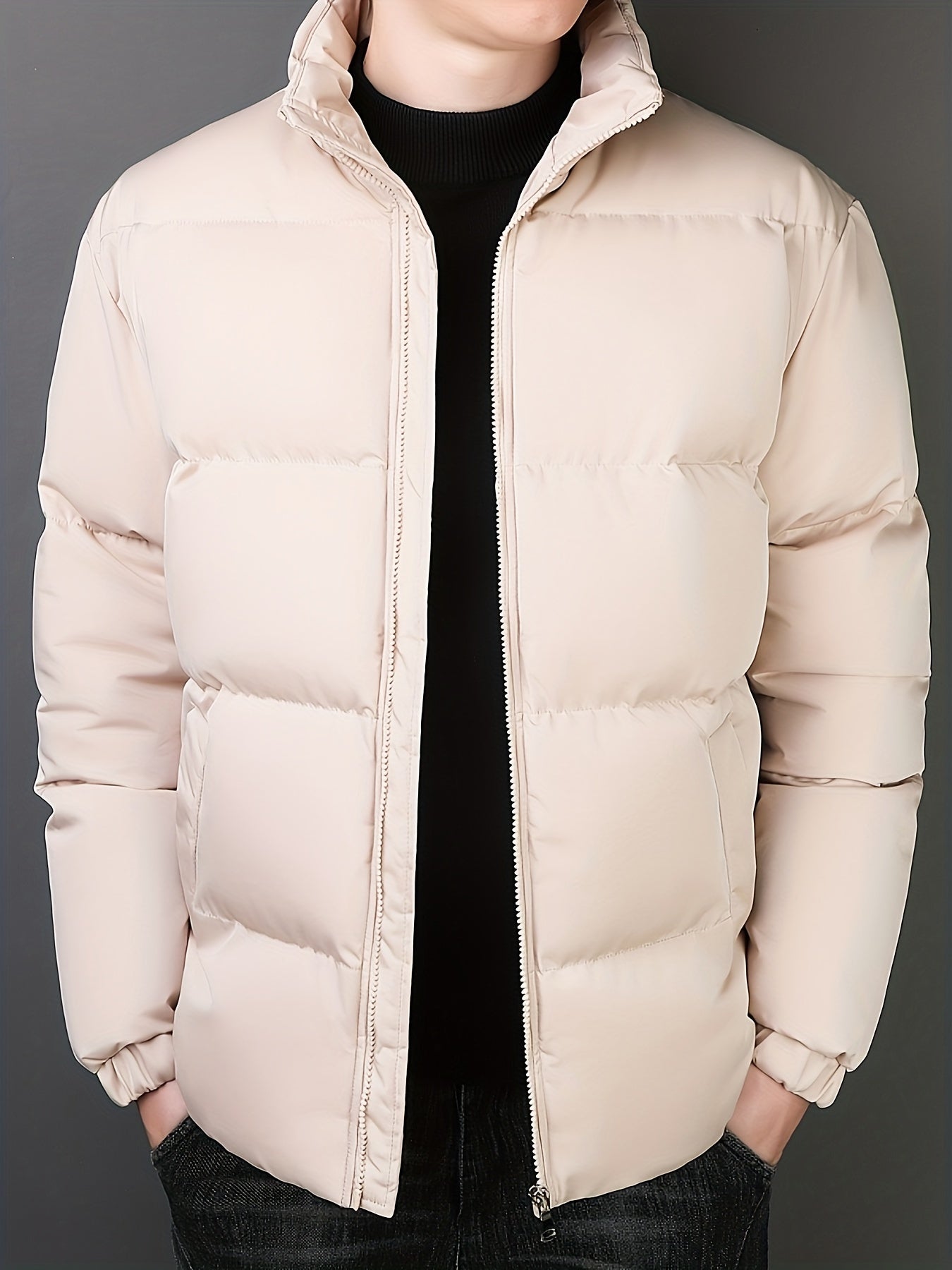 WW | Winter Quilted Jacket with Zipper - Lined Windproof Puffer Jacket for Cold Days