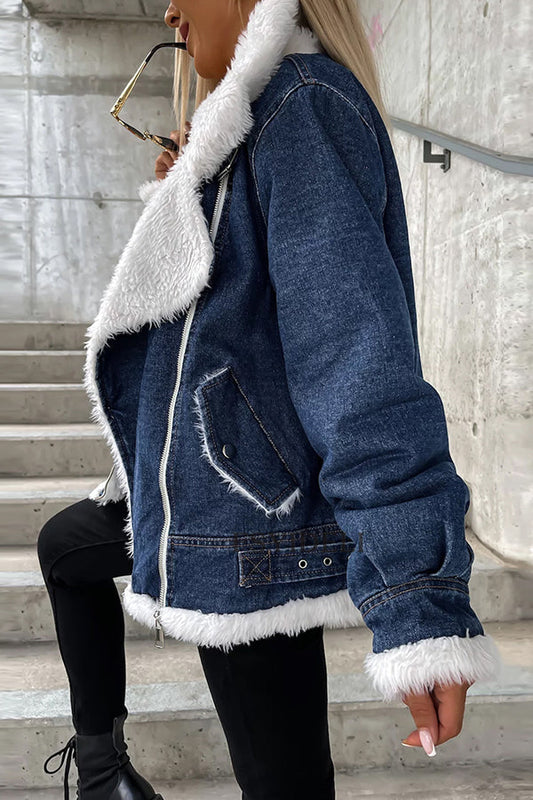 WW | Woll-Patchwork-Revers lockere lässige Jacke
