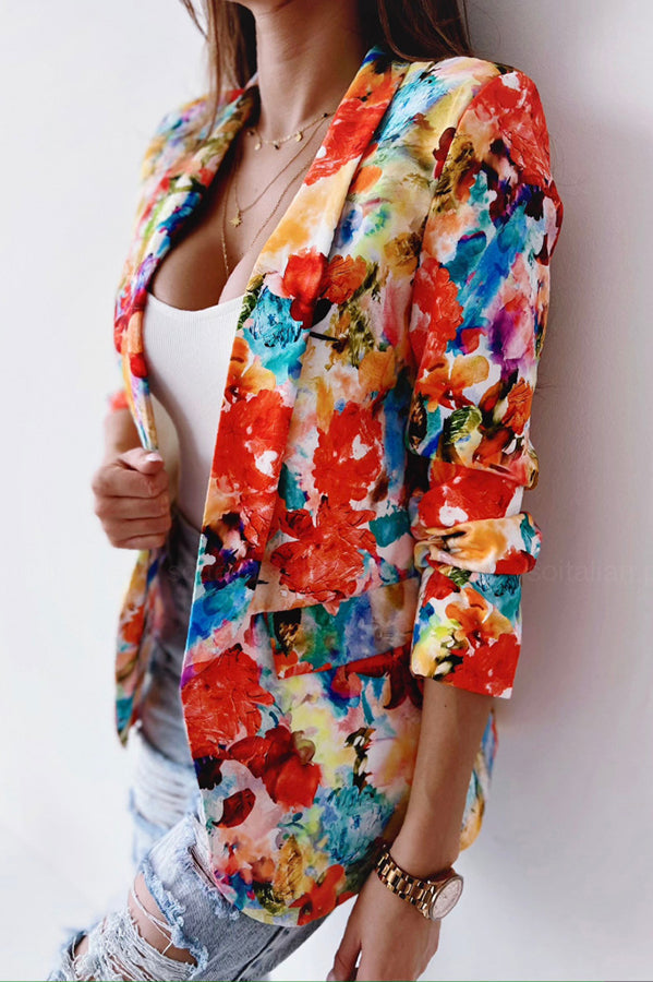 WW | Freie und Echte Florale Revers Freizeitanzug Blazer