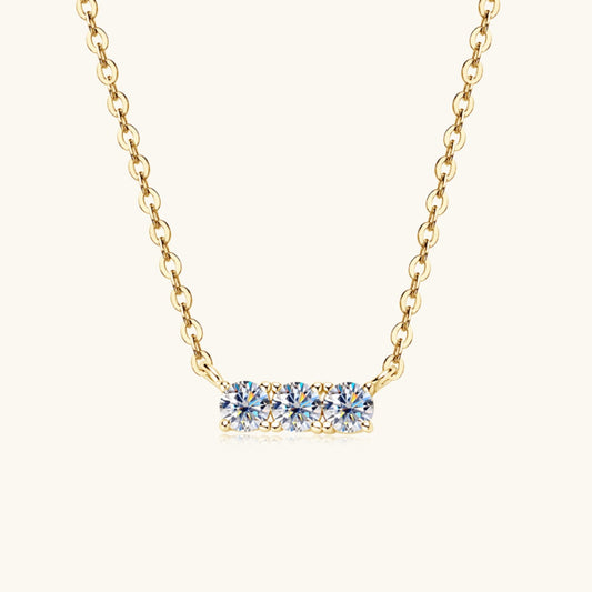 WW | 925 Sterling Silver Inlaid Moissanite Bar Necklace