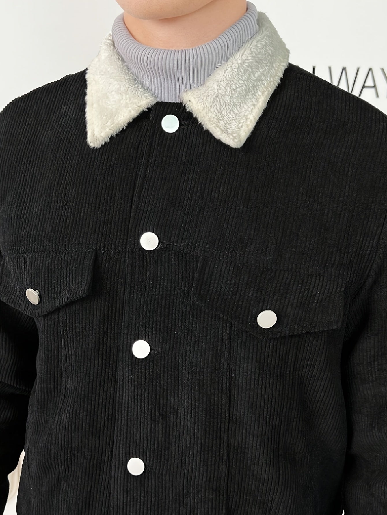 WW | Corduroy Style Winter Jacket With Collar For Men - Perfect for Outdoor Activities