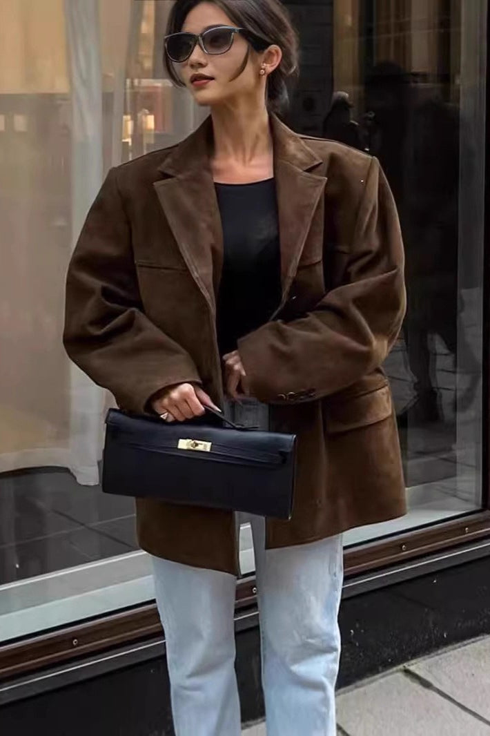 WW | Suede-Finish Longline Jacket