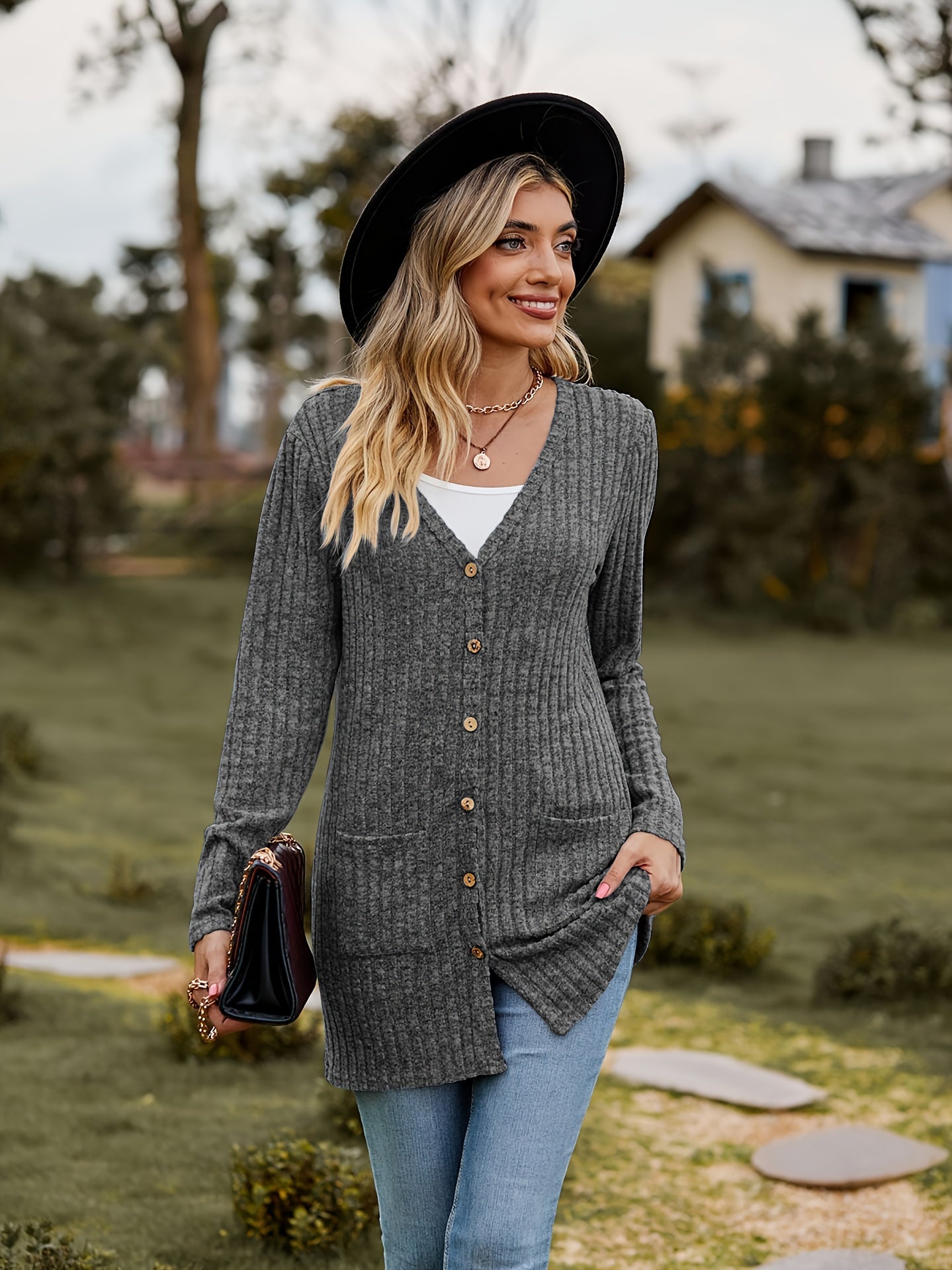 WW | Warm Ribbed Cotton Knitted Cardigan for Women - Perfect for Casual Days