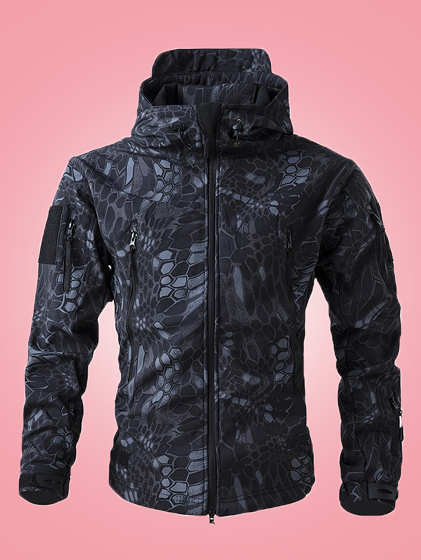 WW | Men's Military Camouflage Windbreaker Outdoor Jacket With Zipper Pockets - Perfect for Outdoor Activities