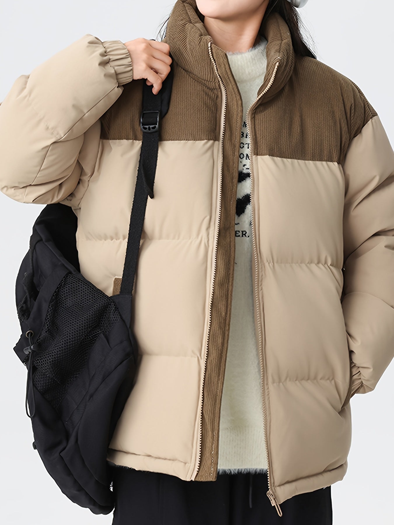 WW | Trendy Color Block Puffer Winter Jacket for Men - Perfect for Outdoor Activities