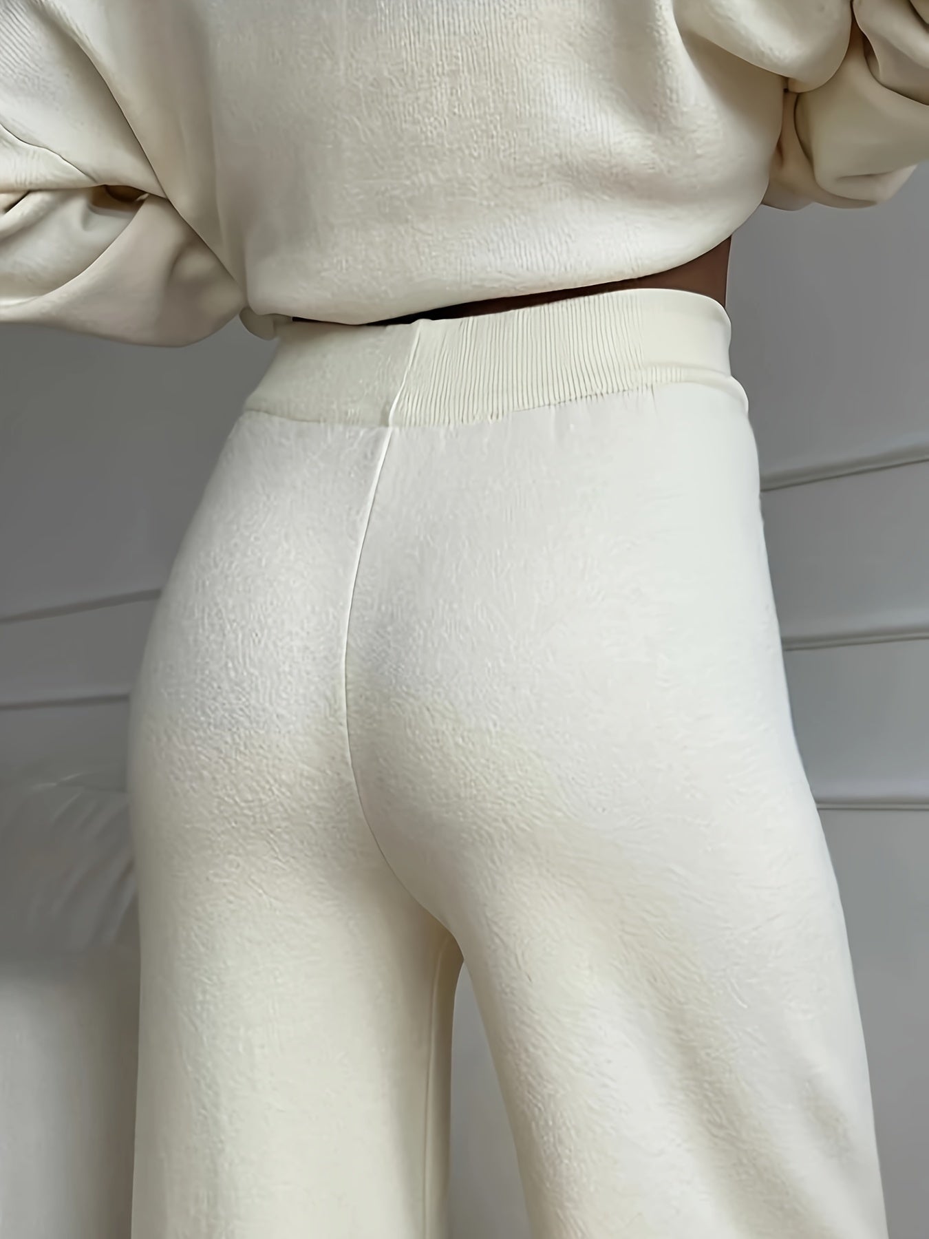 WW | Solid Turtleneck Sweater & Knit Pants Outfit Set for Women - Perfect for Casual Days