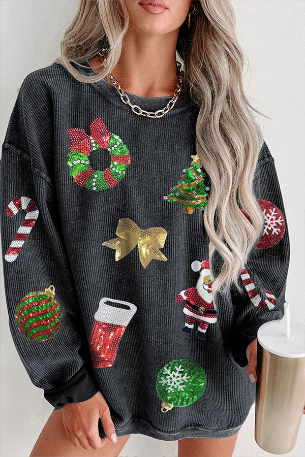 WW | Sequin Christmas Graphic Pullover Sweatshirt