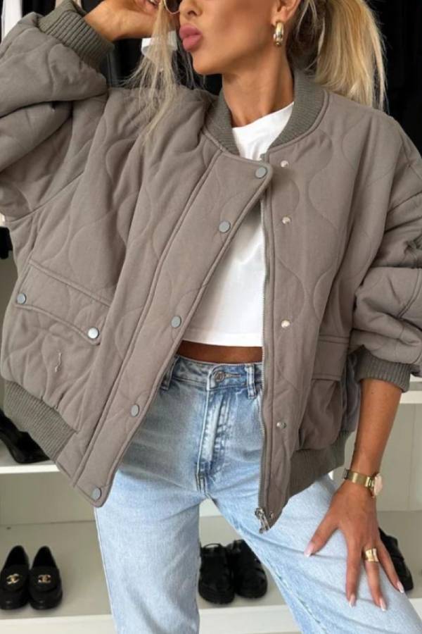 WW | Collar Snap Down Long Sleeve Jacket