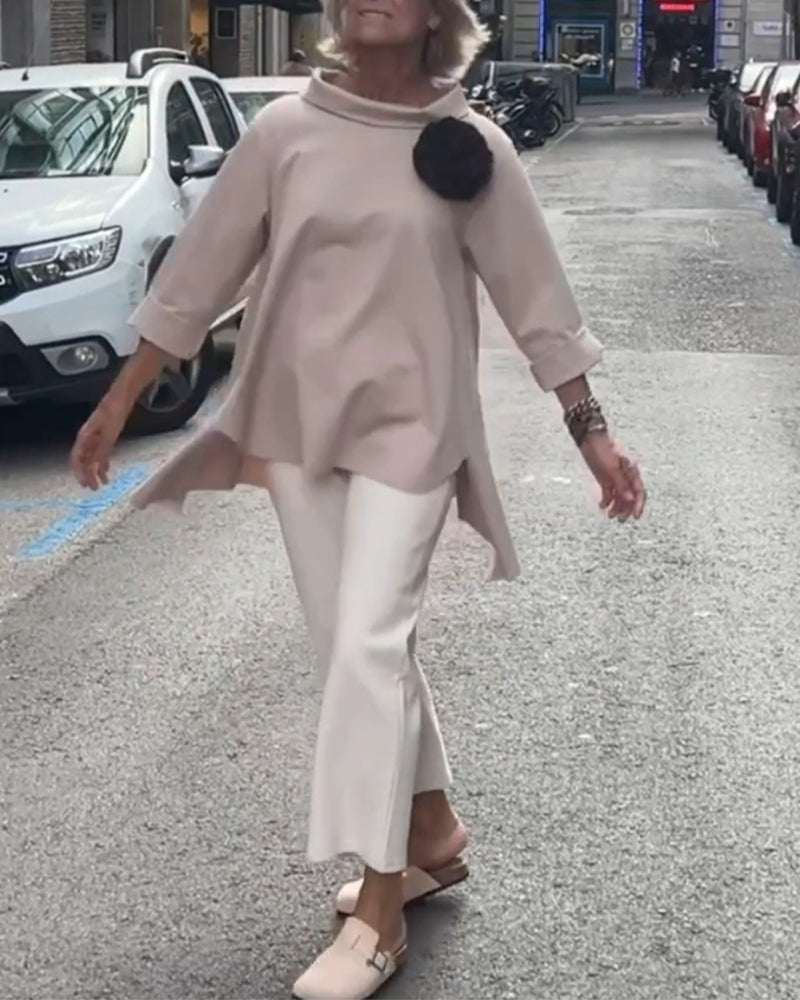 WW | Blouse with Asymmetrical Cut and Long Sleeves