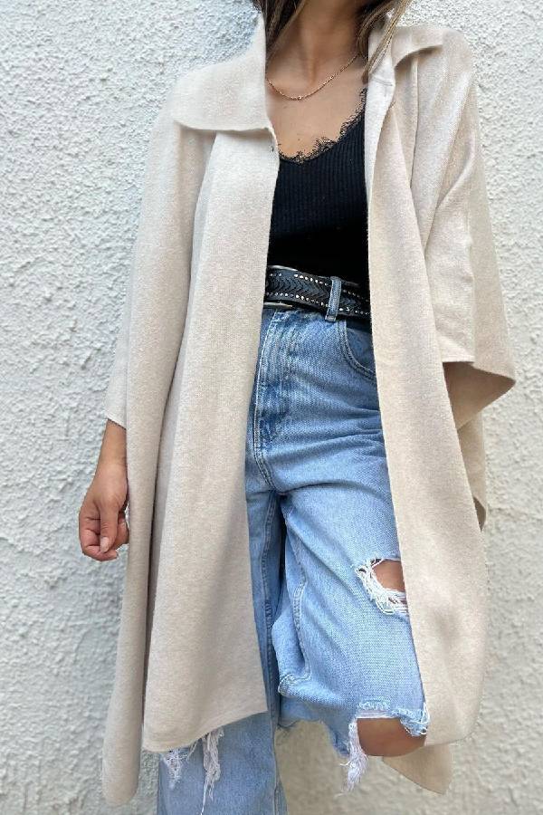 WW | Farbe lässiger Cardigan lockere Einzelknopf Windbreaker Jacke