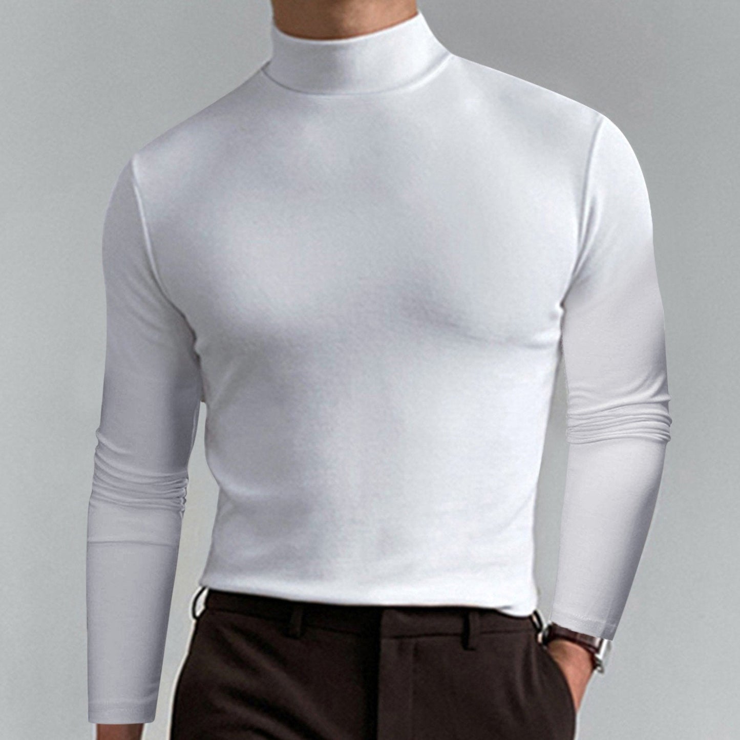 WW | Fit Langarm-T-Shirt für Herren mit Stehkragen