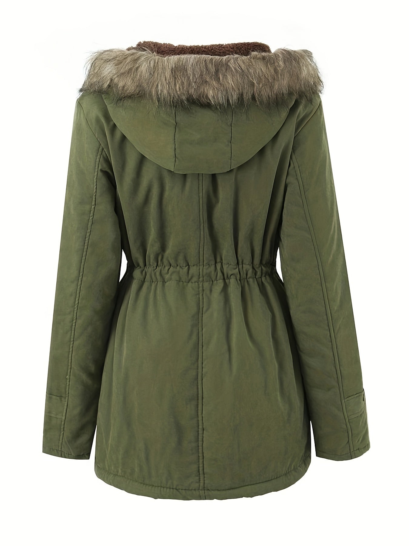 WW | Winter Jacket with Faux Fur Collar - Warm Parka Jacket with Drawstring and Pockets
