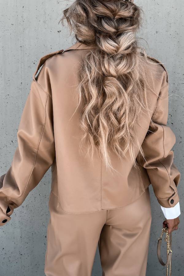 WW | Leder Revers Taschen Britischer Stil Kurzjacke