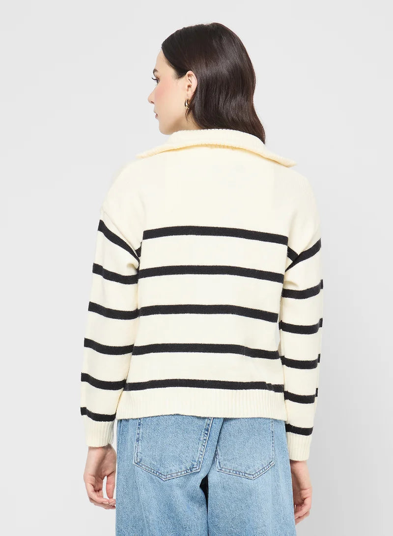 WW | Striped Statement Pullover with Bold Color-Blocking