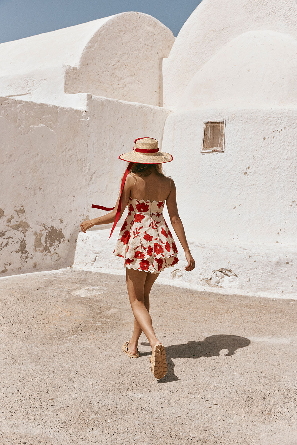 Rosella - Two-Piece Floral Print Ruffled Top and Elastic Waist Wavy Hem Shorts Set