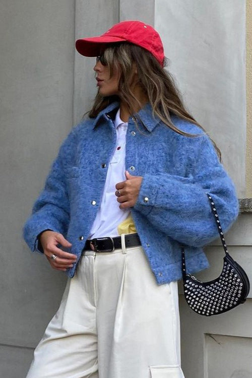 WW | Ärmel Blauer Wolljacke