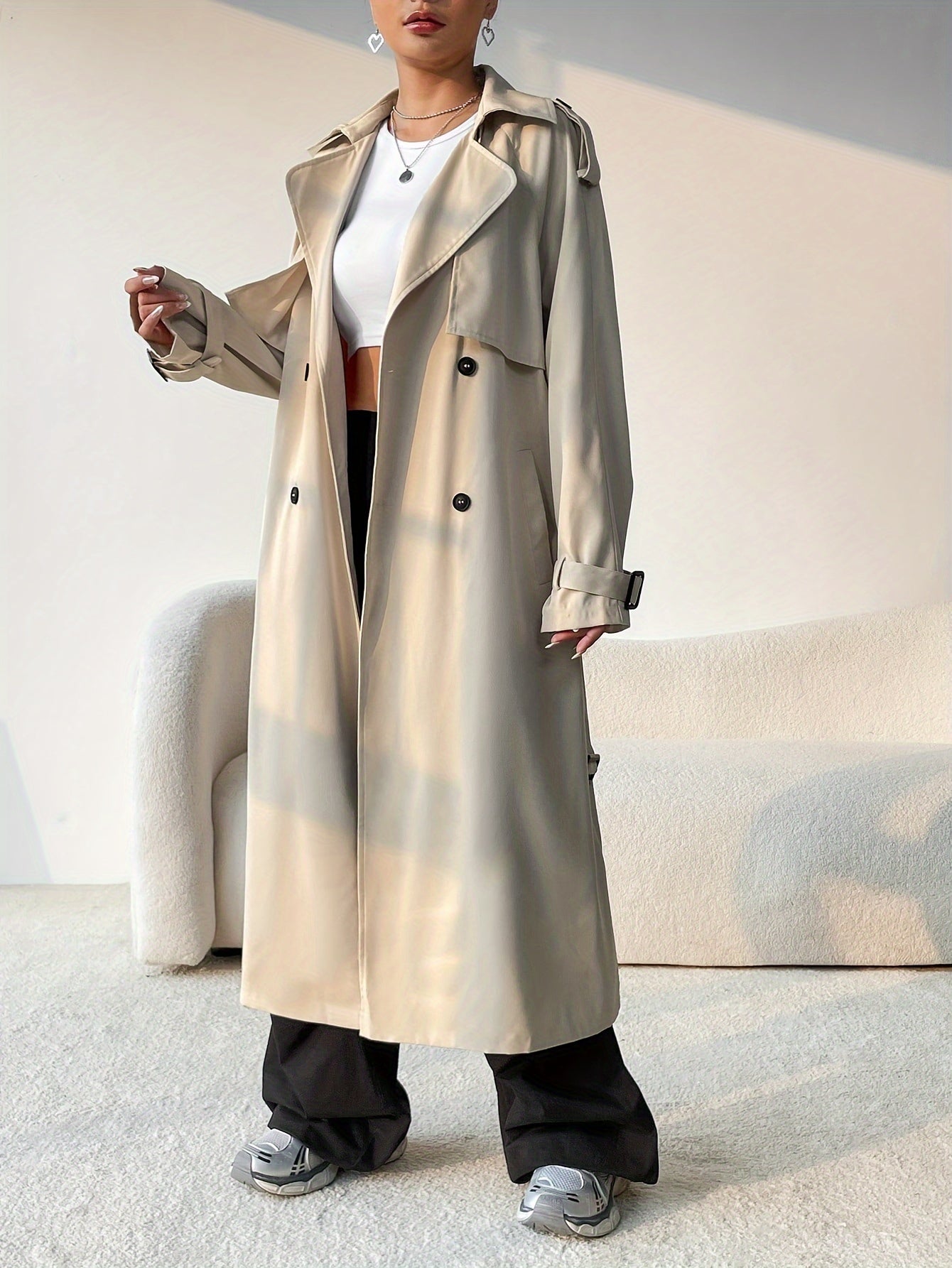 WW | Women's Trench Coat with Belt and Mid-Length Design - Perfect for Everyday Wear