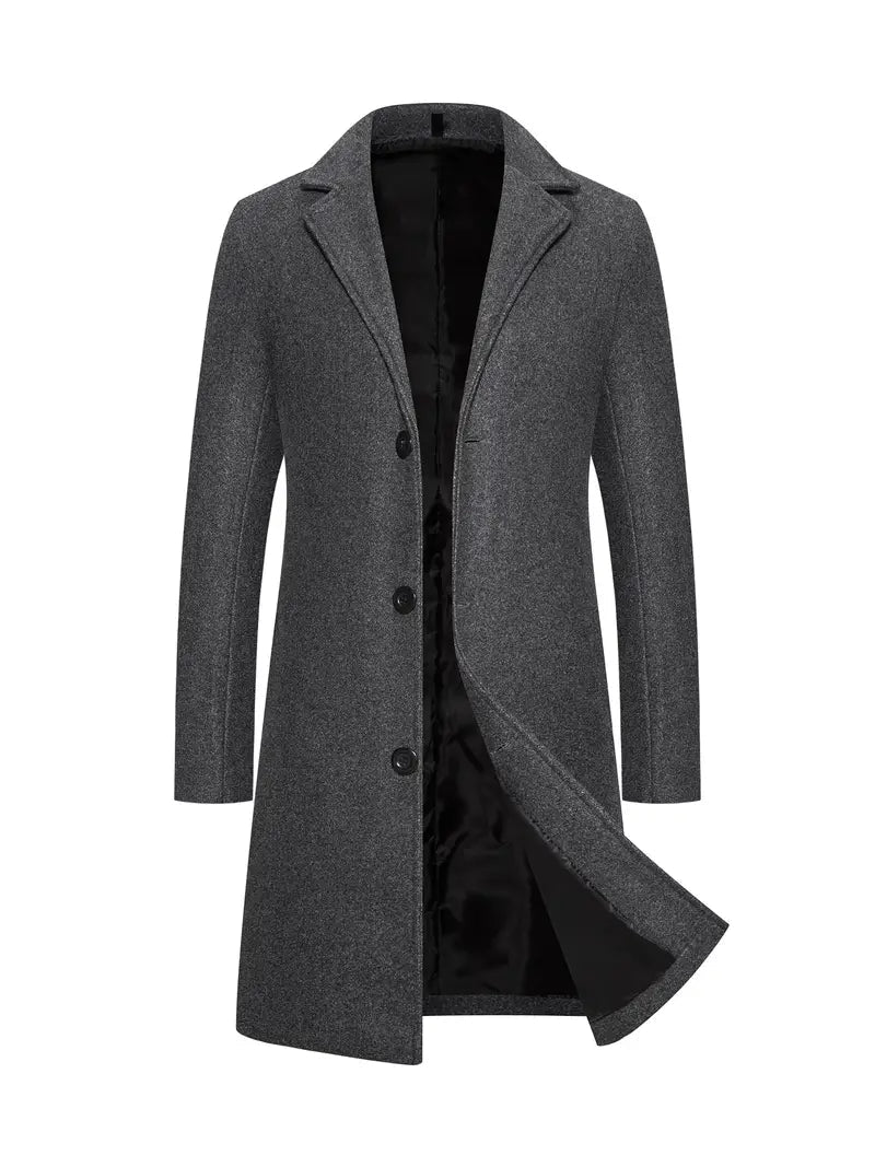 WW | Long Wool Coat with Buttons for Men - Perfect for Formal Occasions