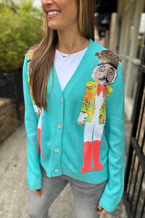 WW | Weihnachtsnussknacker Pailletten Freizeit Strickjacke