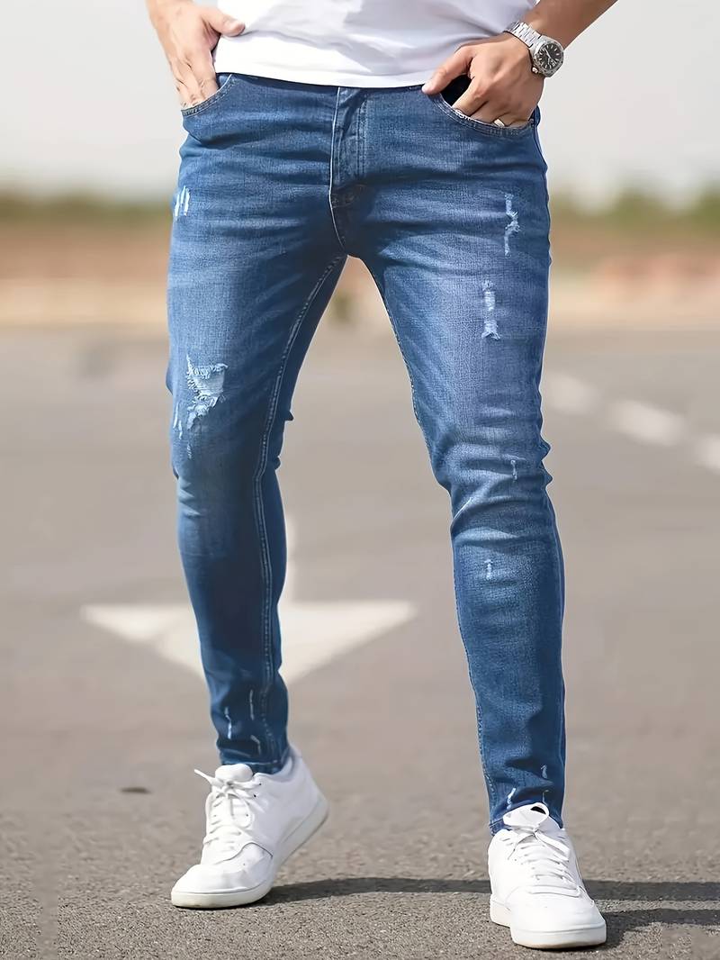 WW | Skinny Fit Jeans with Rips - Stretch Denim Pants for Everyday & Streetwear Style
