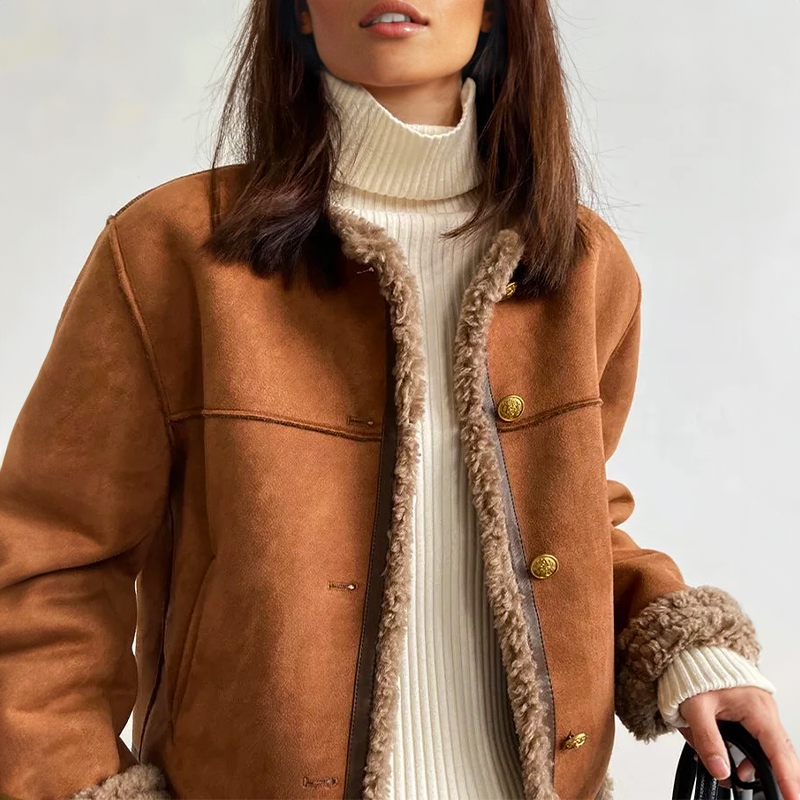 WW | Damen Wildlederjacke Gemütlicher Vintage-Schnitt