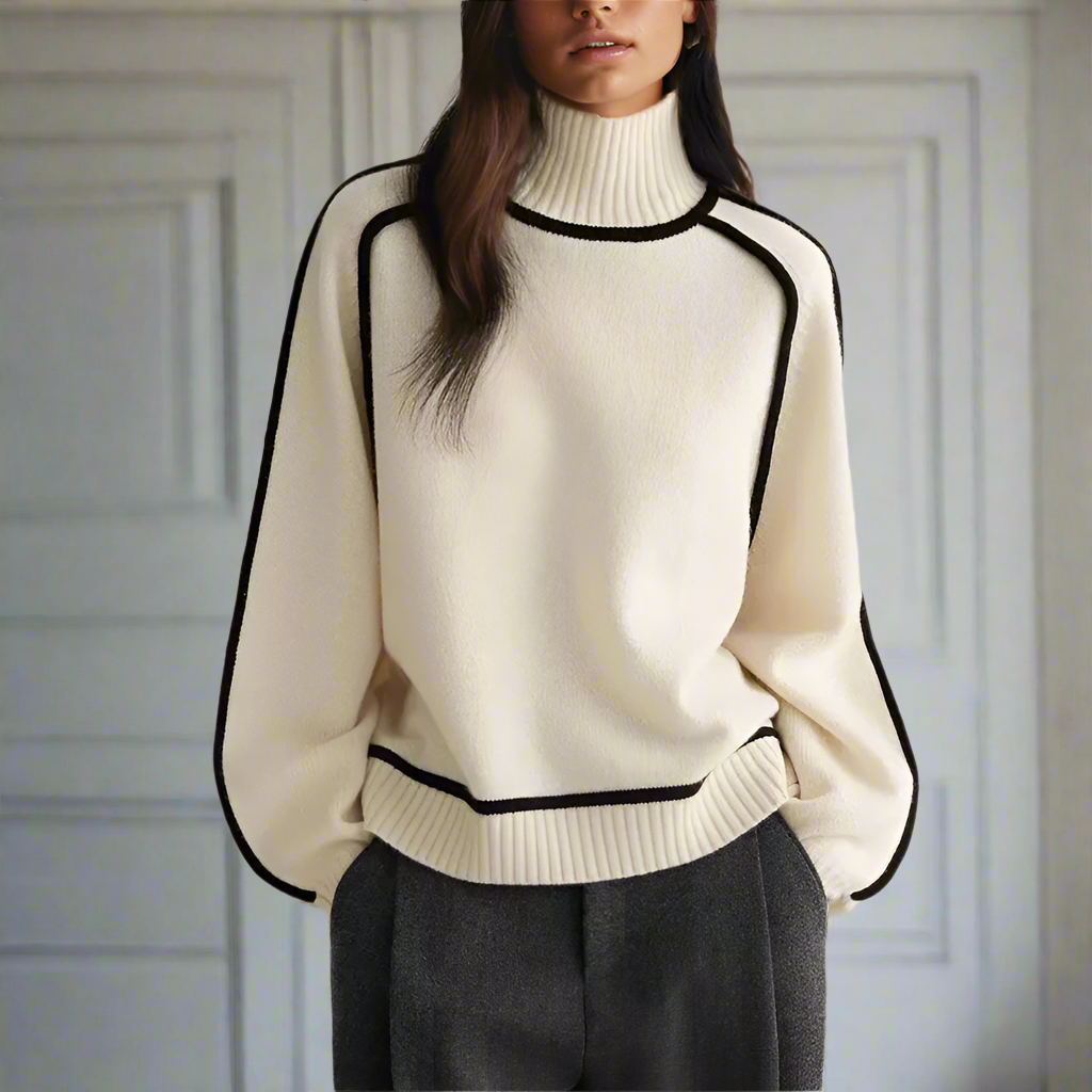 WW | Turtleneck Wool Blend Oversized Batwing Sleeves Rib Knit
