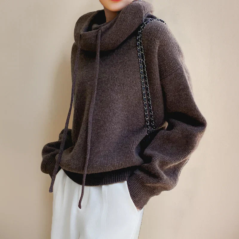 WW | Hochkragenpullover Wolle Übergröße Passform Verstellbarer Kragen Relaxed Style