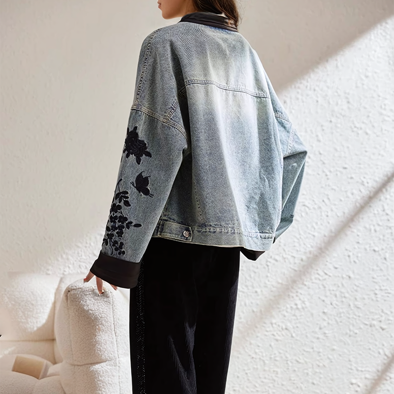 WW | Vintage-Blumen-Jeansjacke