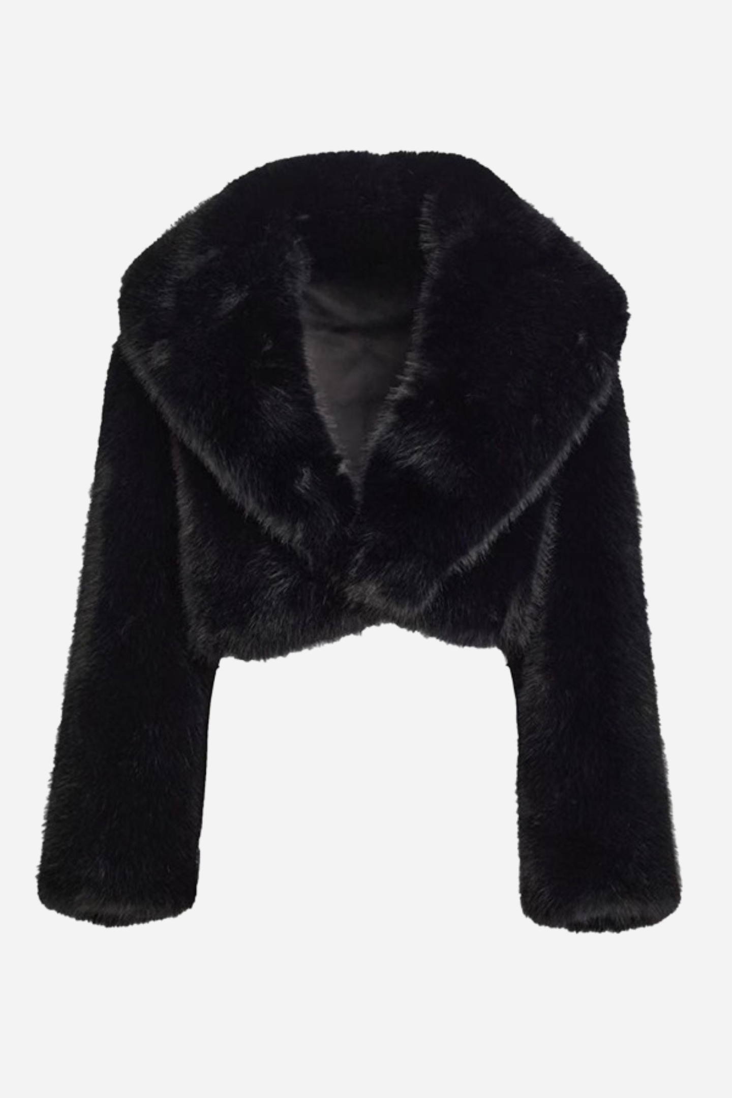 WW | Cropped Shawl Collar Faux Fur Jacket