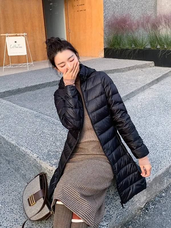 WW | Long Down Jacket Pleasantly Warm & Stylish