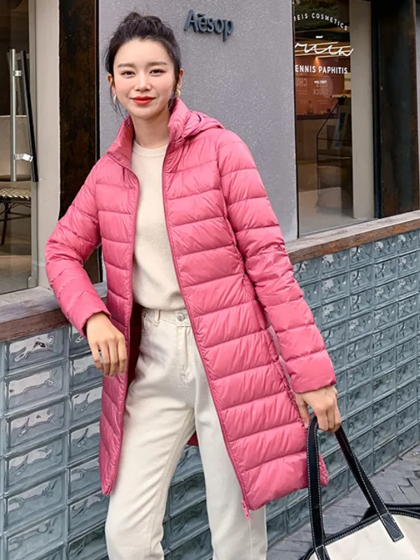 WW | Long Down Jacket Pleasantly Warm & Stylish
