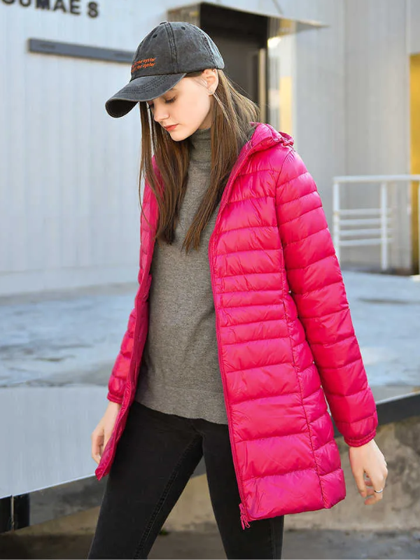 WW | Long Down Jacket Pleasantly Warm & Stylish