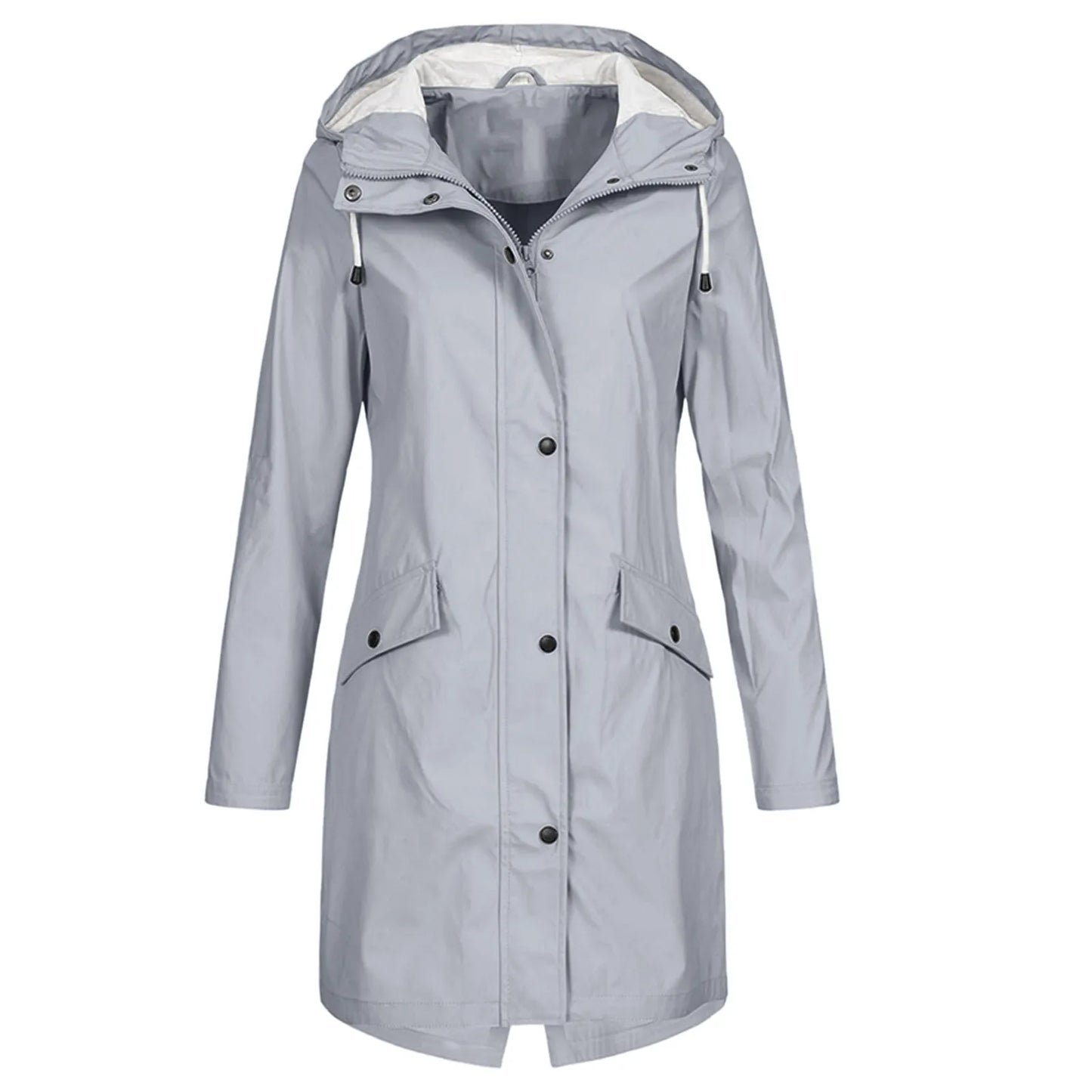 WW | Damen Lange Wasserdichte Regenjacke - Mit Kapuze