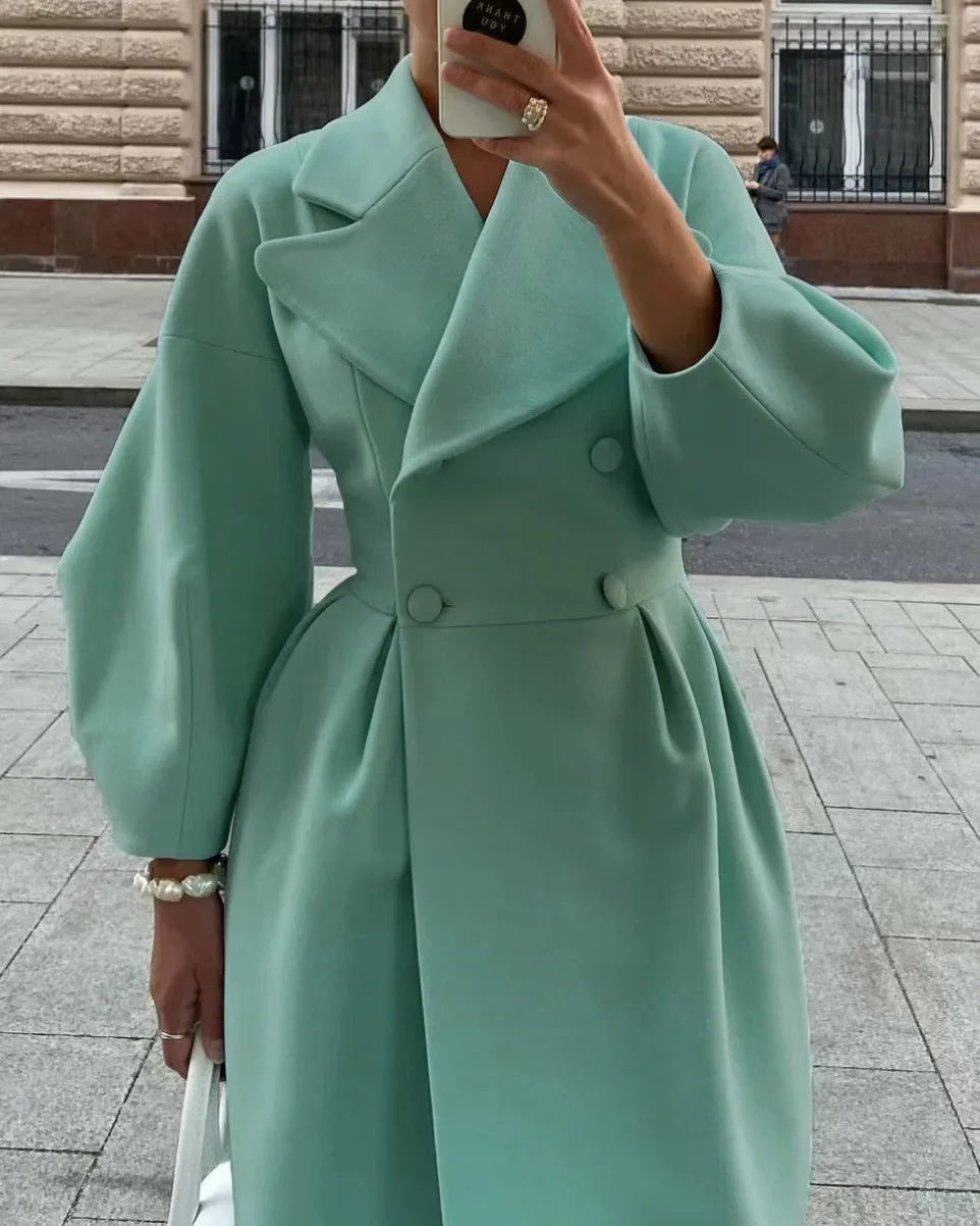 WW | Damen Doppelreihige Jacke mit Breitem Kragen