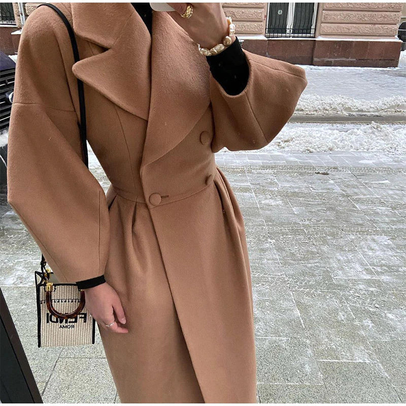 WW | Damen Doppelreihige Jacke mit Breitem Kragen