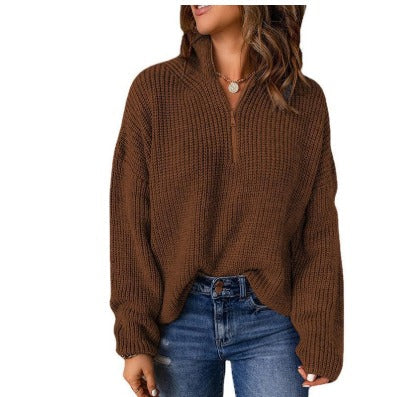 WW | Eleganter Damenpullover mit V-Ausschnitt und Polo-Kragen