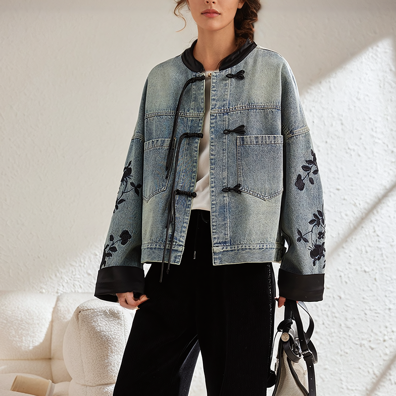 WW | Vintage-Blumen-Jeansjacke