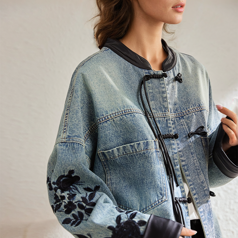 WW | Vintage-Blumen-Jeansjacke