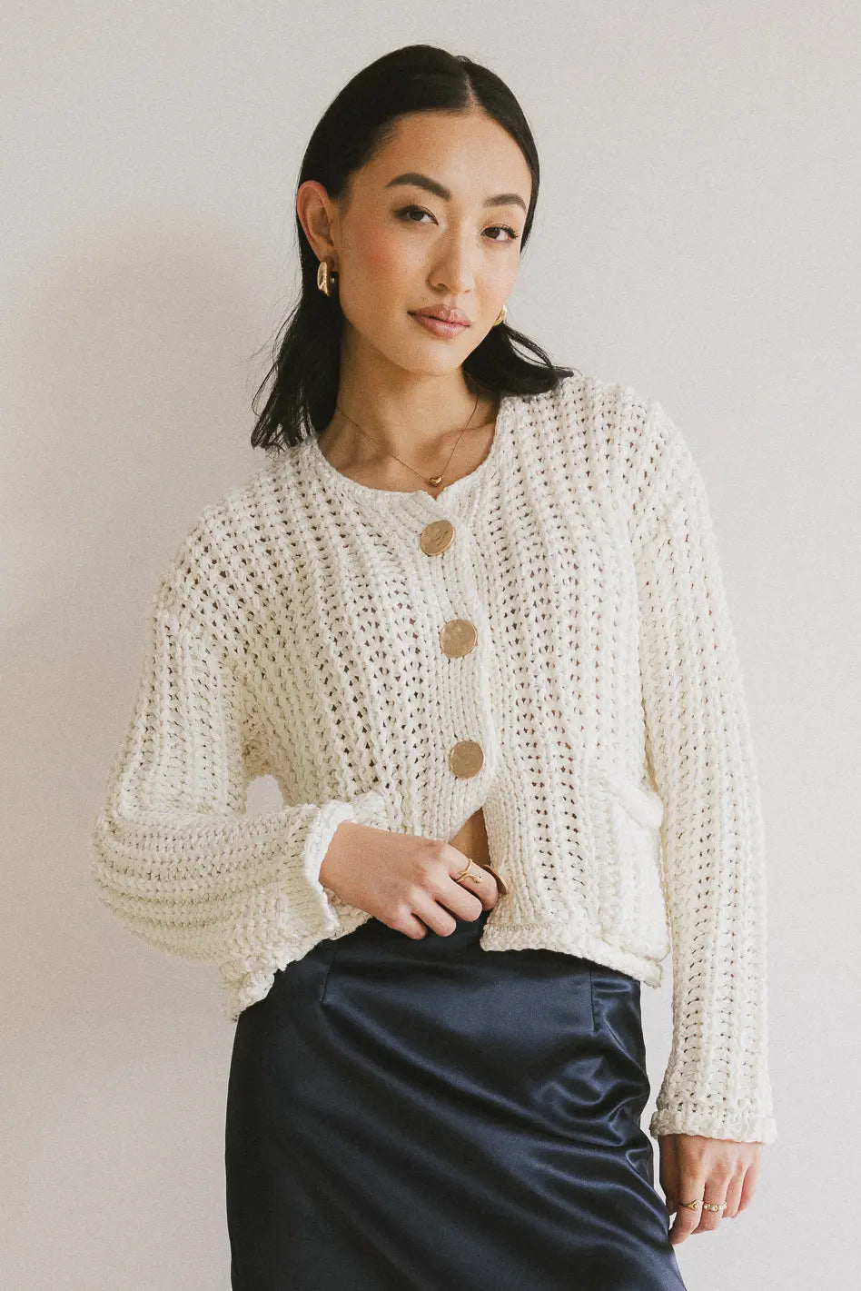 WW | Cozy Chic Damenstrickjacke mit Knöpfen und Taschen