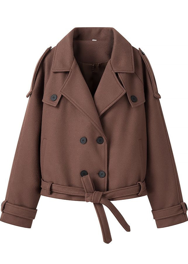 WW | Cropped Wool Blend Belted Trench Coat