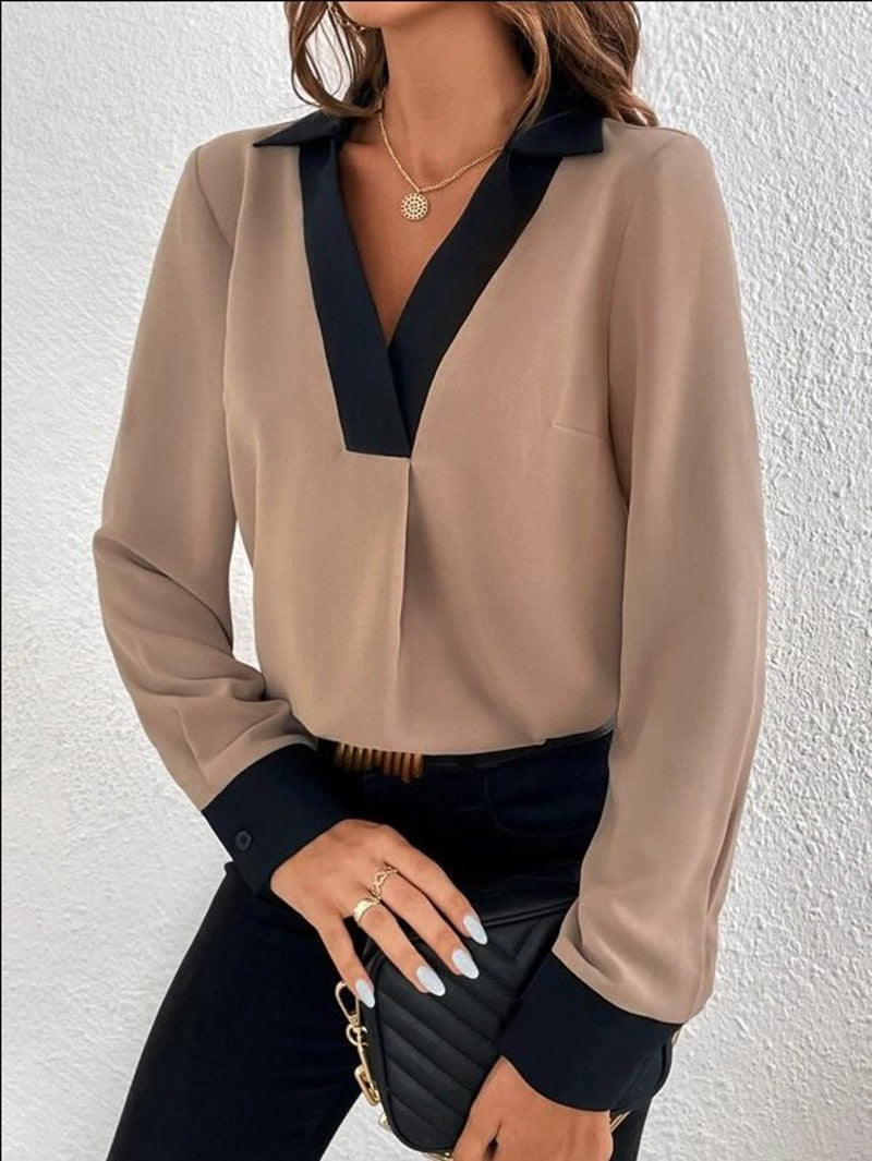 WW Women's V-Neck T-Shirt with Contrast Colors