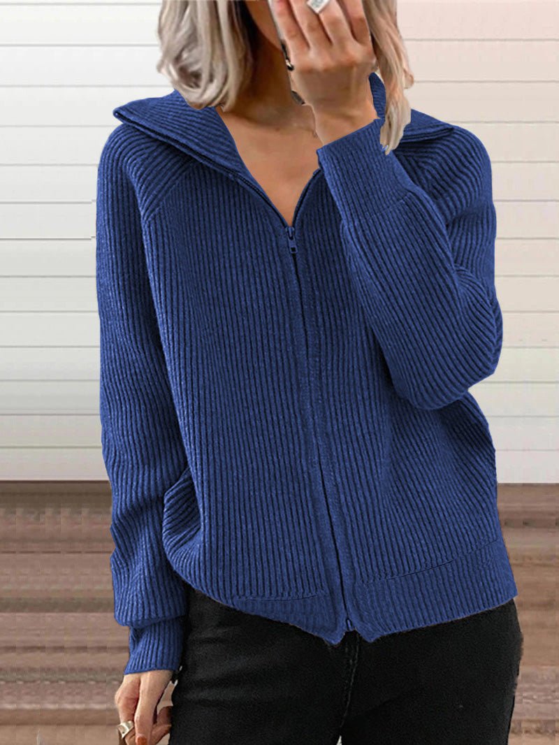 WW | Cozy cotton knit zip-up pullover jacket