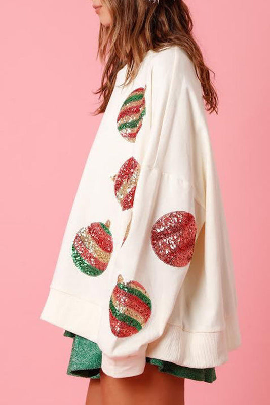 WW | Christmas Egg Sequin Casual Long Sleeve Sweatshirt