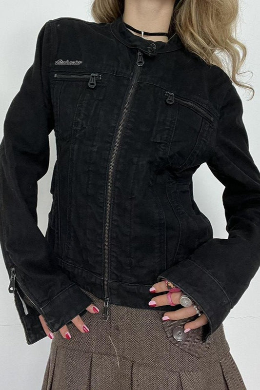 WW | Schwarze Denim Truckerjacke