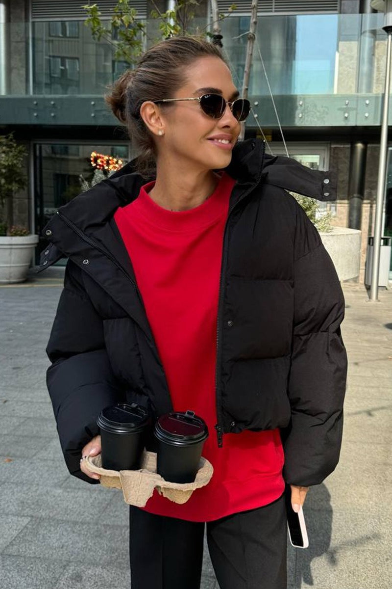 WW | Passform Gekürzte Kapuzenpuffjacke